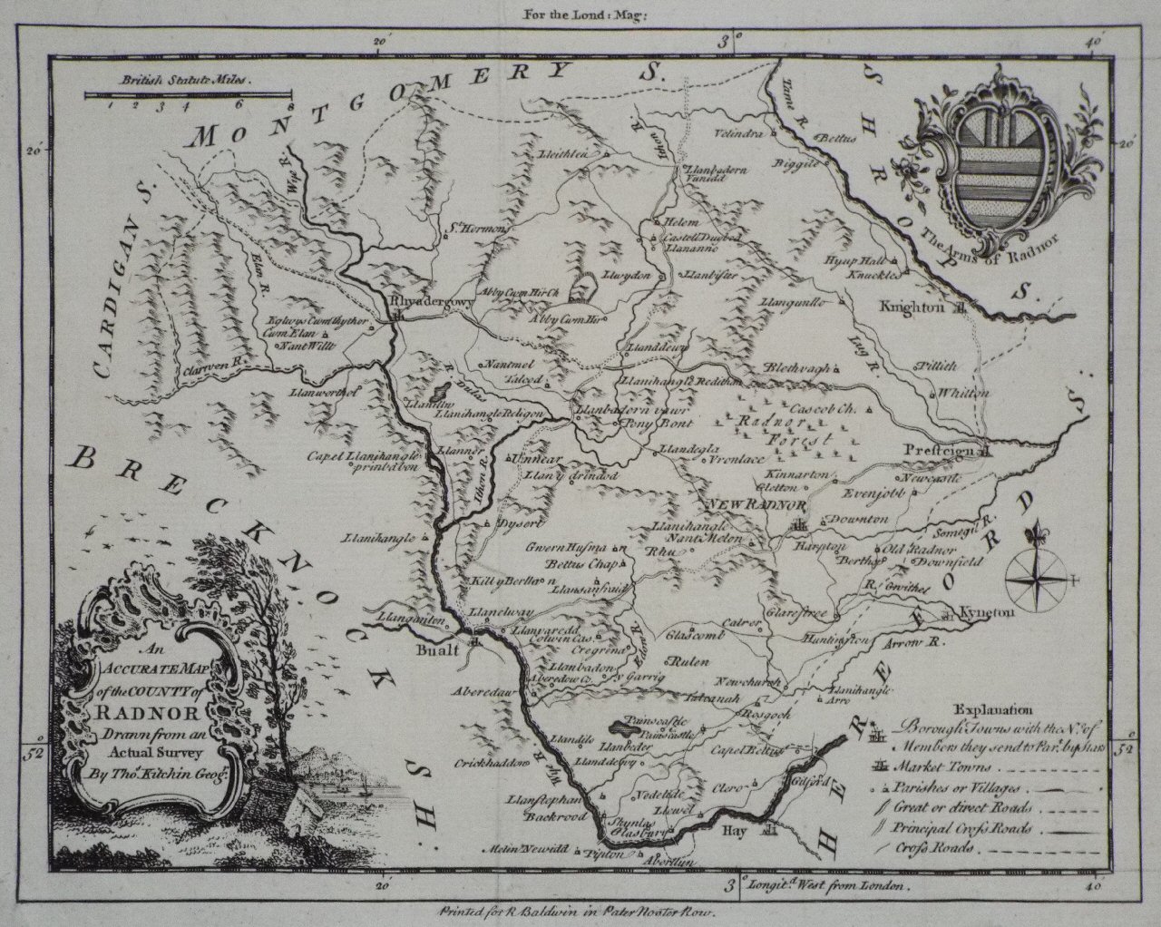 Map of Radnorshire - Kitchin
